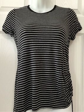 Cable & Gauge Black and Gray Striped Short Sleeve Tee